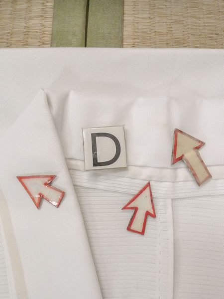 Photo17: N0814X Vintage Japanese women   White JUBAN undergarment / Silk. Stripes   (Grade B) (17)