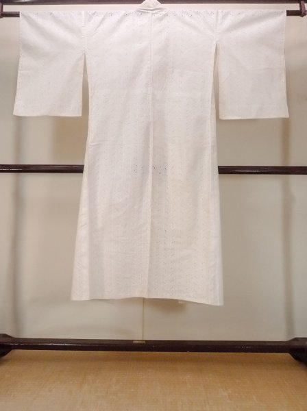 Photo2: N0814Y Vintage Japanese women   Off White JUBAN undergarment / Cotton. Flower   (Grade D) (2)