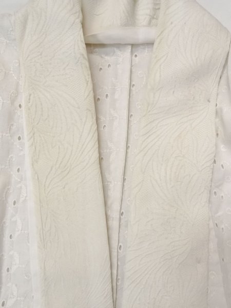 Photo13: N0814Y Vintage Japanese women   Off White JUBAN undergarment / Cotton. Flower   (Grade D) (13)