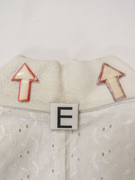 Photo19: N0814Y Vintage Japanese women   Off White JUBAN undergarment / Cotton. Flower   (Grade D) (19)