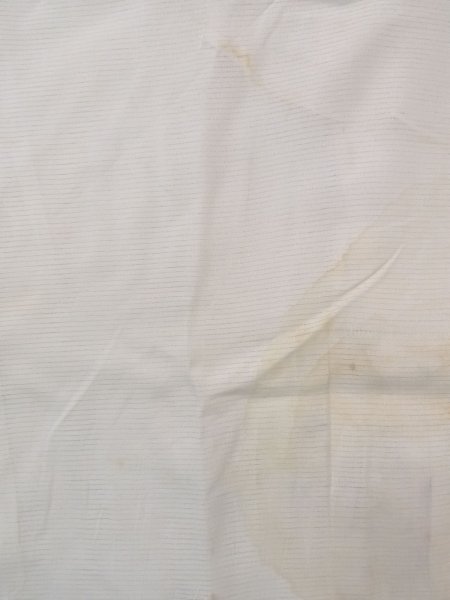 Photo3: N0814Z Vintage Japanese women   Ivory JUBAN undergarment / Silk. Stripes There is no seam line at the edge of front. The edge of fabric is exposed at the front.  (Grade D) (3)