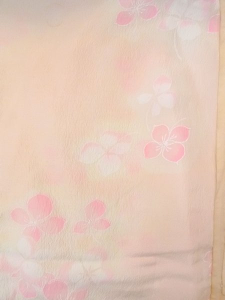 Photo3: N0815B Vintage Japanese women  Pale Coral JUBAN undergarment / Synthetic. Flower with a chrysanthemum based woven pattern half collar  (Grade C) (3)