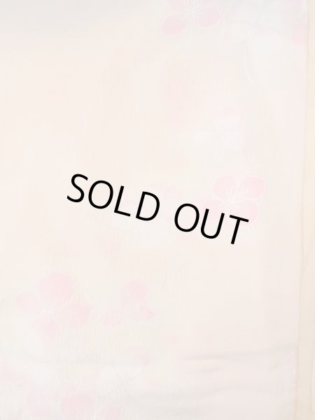 Photo3: N0815B Vintage Japanese women  Pale Coral JUBAN undergarment / Synthetic. Flower with a chrysanthemum based woven pattern half collar  (Grade C) (3)