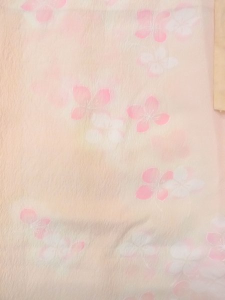 Photo4: N0815B Vintage Japanese women  Pale Coral JUBAN undergarment / Synthetic. Flower with a chrysanthemum based woven pattern half collar  (Grade C) (4)
