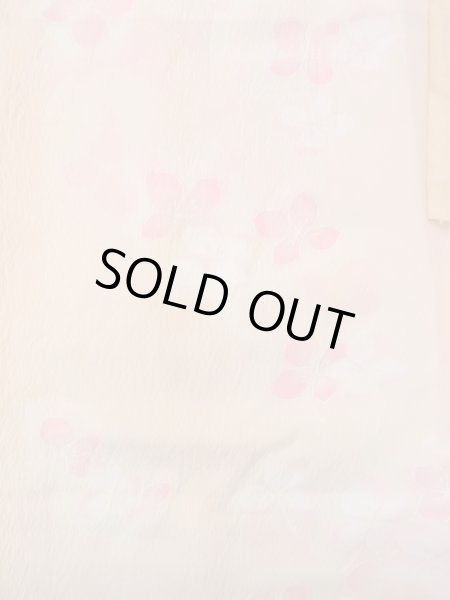 Photo4: N0815B Vintage Japanese women  Pale Coral JUBAN undergarment / Synthetic. Flower with a chrysanthemum based woven pattern half collar  (Grade C) (4)