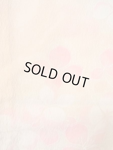 Photo5: N0815B Vintage Japanese women  Pale Coral JUBAN undergarment / Synthetic. Flower with a chrysanthemum based woven pattern half collar  (Grade C) (5)