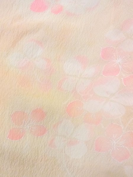 Photo6: N0815B Vintage Japanese women  Pale Coral JUBAN undergarment / Synthetic. Flower with a chrysanthemum based woven pattern half collar  (Grade C) (6)