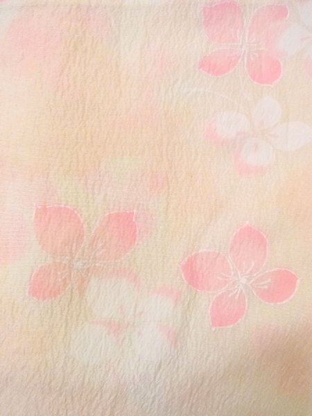 Photo7: N0815B Vintage Japanese women  Pale Coral JUBAN undergarment / Synthetic. Flower with a chrysanthemum based woven pattern half collar  (Grade C) (7)
