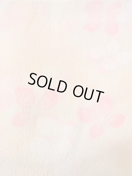 Photo7: N0815B Vintage Japanese women  Pale Coral JUBAN undergarment / Synthetic. Flower with a chrysanthemum based woven pattern half collar  (Grade C) (7)