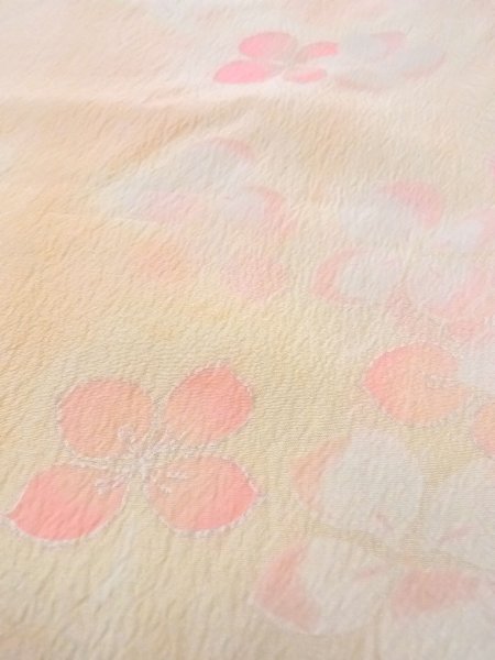 Photo8: N0815B Vintage Japanese women  Pale Coral JUBAN undergarment / Synthetic. Flower with a chrysanthemum based woven pattern half collar  (Grade C) (8)