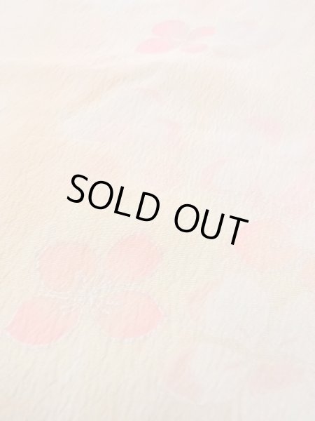 Photo8: N0815B Vintage Japanese women  Pale Coral JUBAN undergarment / Synthetic. Flower with a chrysanthemum based woven pattern half collar  (Grade C) (8)