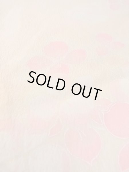 Photo9: N0815B Vintage Japanese women  Pale Coral JUBAN undergarment / Synthetic. Flower with a chrysanthemum based woven pattern half collar  (Grade C) (9)