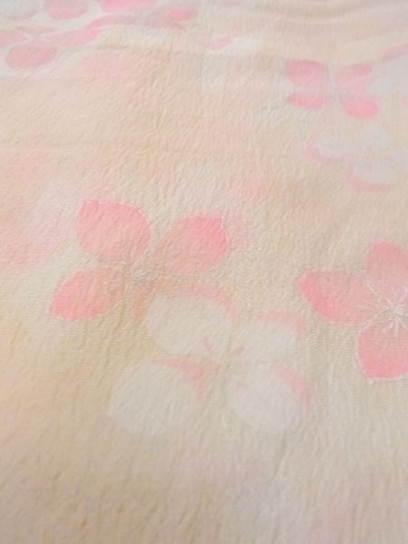 Photo10: N0815B Vintage Japanese women  Pale Coral JUBAN undergarment / Synthetic. Flower with a chrysanthemum based woven pattern half collar  (Grade C) (10)