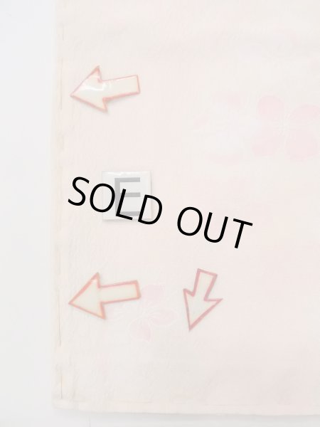 Photo19: N0815B Vintage Japanese women  Pale Coral JUBAN undergarment / Synthetic. Flower with a chrysanthemum based woven pattern half collar  (Grade C) (19)