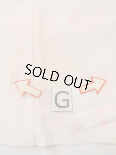 Photo21: N0815B Vintage Japanese women  Pale Coral JUBAN undergarment / Synthetic. Flower with a chrysanthemum based woven pattern half collar  (Grade C) (21)