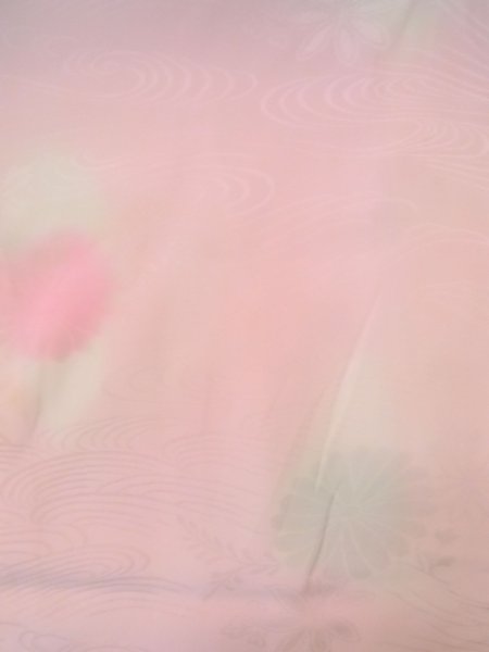 Photo3: N0815C Vintage Japanese women  Light Pink JUBAN undergarment / Silk. Flower,   (Grade C) (3)