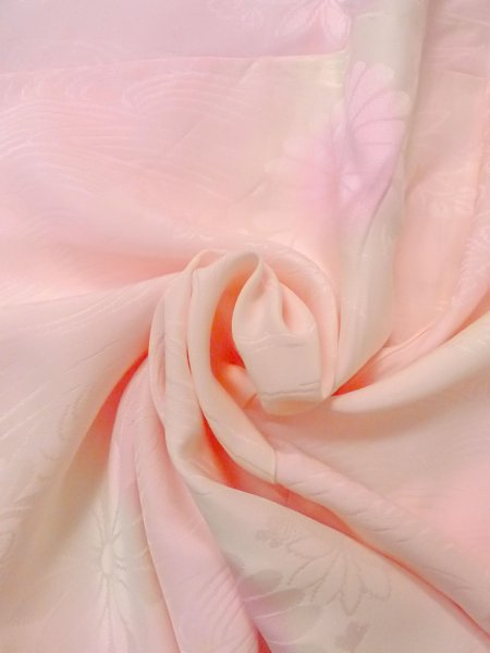 Photo11: N0815C Vintage Japanese women  Light Pink JUBAN undergarment / Silk. Flower,   (Grade C) (11)
