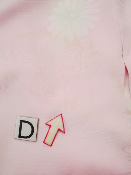 Photo17: N0815C Vintage Japanese women  Light Pink JUBAN undergarment / Silk. Flower,   (Grade C) (17)