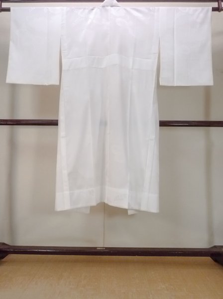 Photo2: N0815D Vintage Japanese women  Shiny White JUBAN undergarment / Synthetic.    (Grade C) (2)