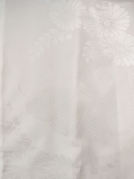 Photo3: N0815D Vintage Japanese women  Shiny White JUBAN undergarment / Synthetic.    (Grade C) (3)