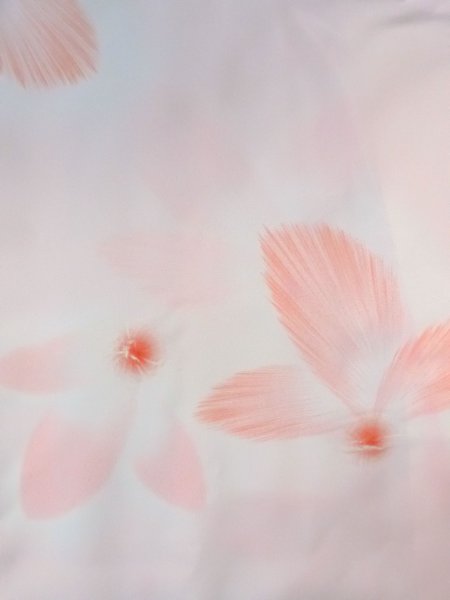 Photo3: N0815E Vintage Japanese women  Pale Pink JUBAN undergarment / Synthetic. Flower,   (Grade C) (3)