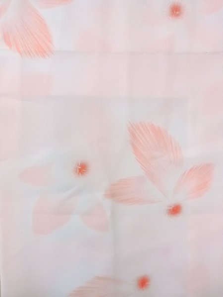 Photo4: N0815E Vintage Japanese women  Pale Pink JUBAN undergarment / Synthetic. Flower,   (Grade C) (4)