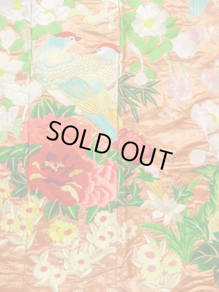 Photo8: N0827C Used Japanese women  Shiny Orange UCHIKAKE Wedding / Silk. Peony,   (Grade B) (8)