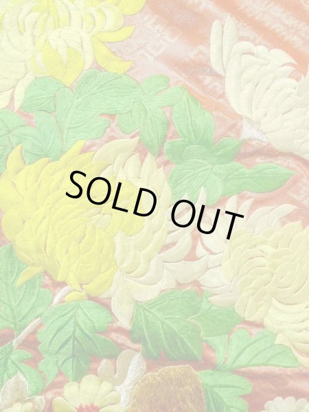 Photo18: N0827C Used Japanese women  Shiny Orange UCHIKAKE Wedding / Silk. Peony,   (Grade B) (18)