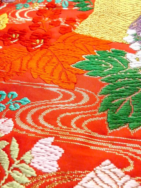 Photo23: Mint N0827D Used Japanese women   Red UCHIKAKE Wedding / Silk. Peony,   (Grade A) (23)