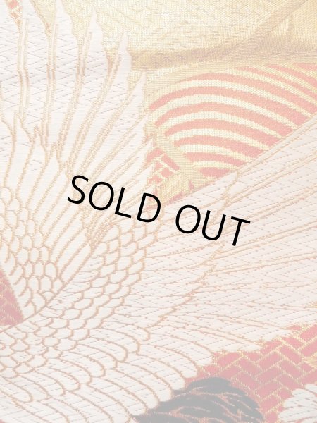 Photo11: N0827E Used Japanese women   Vermilion UCHIKAKE Wedding / Silk. Peony,   (Grade B) (11)