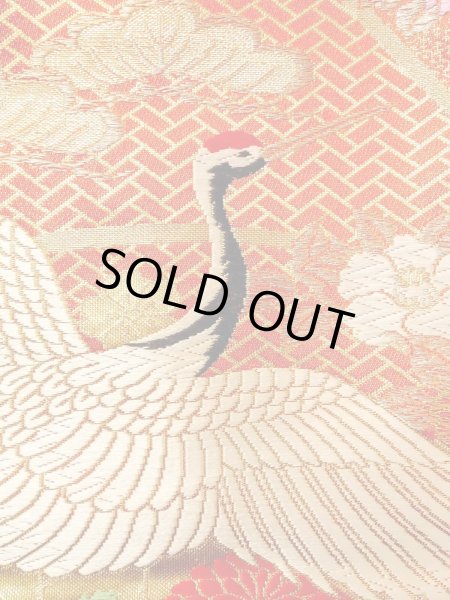 Photo15: N0827E Used Japanese women   Vermilion UCHIKAKE Wedding / Silk. Peony,   (Grade B) (15)