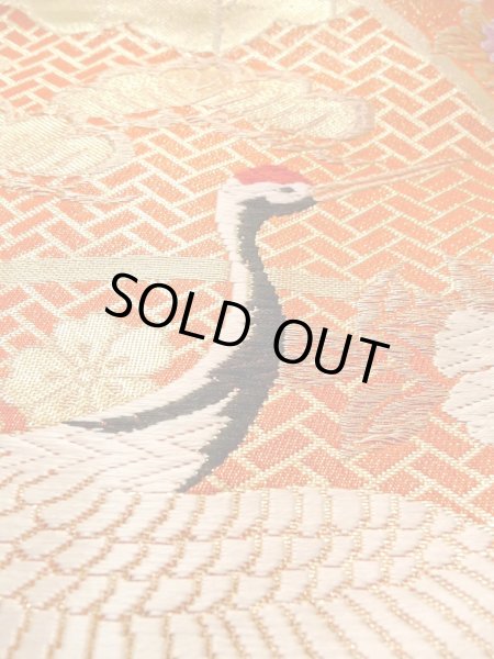 Photo26: N0827E Used Japanese women   Vermilion UCHIKAKE Wedding / Silk. Peony,   (Grade B) (26)