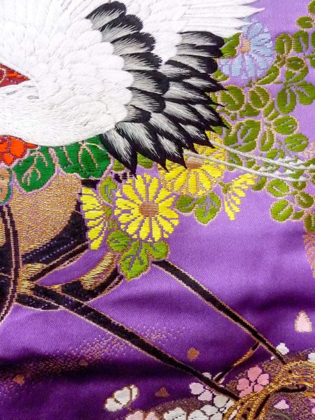 Photo12: N0827F Used Japanese women  Shiny Pink UCHIKAKE Wedding / Silk. SAKURA cherry blossom,   (Grade B) (12)