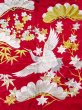 Photo7: N0827G Vintage Japanese women  Shiny Red KAKESHITA under Uchikake / Silk. UME plum bloom,   (Grade B) (7)