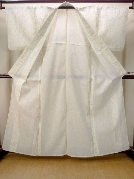 Photo2: Mint N0906D Vintage Japanese women   Ivory OJIYACHIJIMI / Linen. Tall grass,   (Grade A) (2)