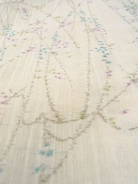Photo9: Mint N0906D Vintage Japanese women   Ivory OJIYACHIJIMI / Linen. Tall grass,   (Grade A) (9)