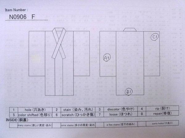 Photo13: N0906F Vintage Japanese women  Grayish Pink HITOE unlined / Wool. Stripes   (Grade D) (13)