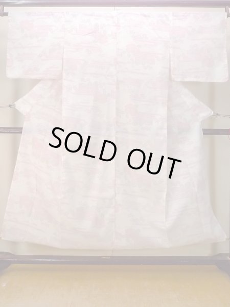 Photo1: Mint N0906P Vintage Japanese women   Off White YUKATA summer(made in Other than Japan) / Wool. Flower,   (Grade A) (1)