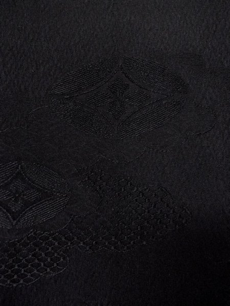 Photo7: Mint N0906Q Vintage Japanese women   Black HAORI short jacket / Silk.    (Grade A) (7)