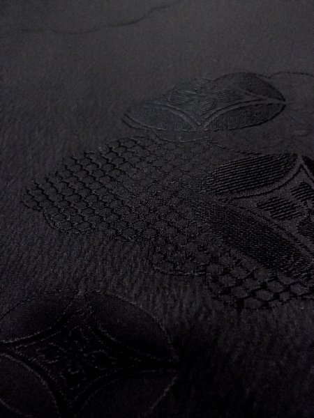 Photo9: Mint N0906Q Vintage Japanese women   Black HAORI short jacket / Silk.    (Grade A) (9)