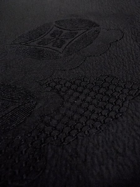 Photo10: Mint N0906Q Vintage Japanese women   Black HAORI short jacket / Silk.    (Grade A) (10)