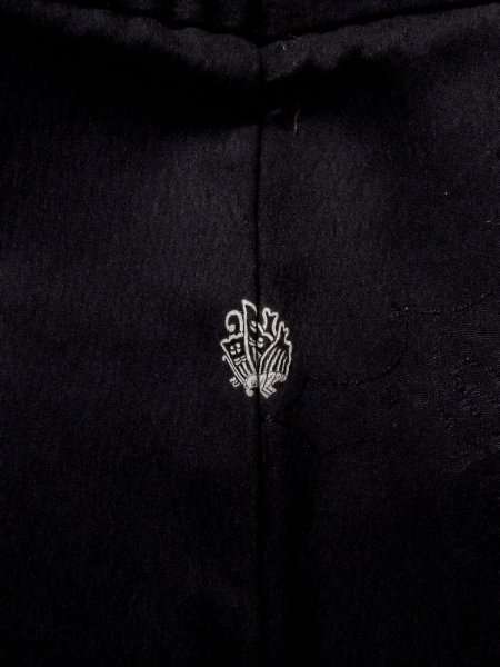 Photo3: N0906R Vintage Japanese women   Black HAORI short jacket / Silk.    (Grade B) (3)