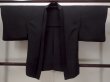 Photo1: N0906T Vintage Japanese women   Black HAORI short jacket / Silk.    (Grade B) (1)