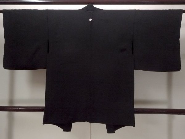 Photo2: N0906T Vintage Japanese women   Black HAORI short jacket / Silk.    (Grade B) (2)