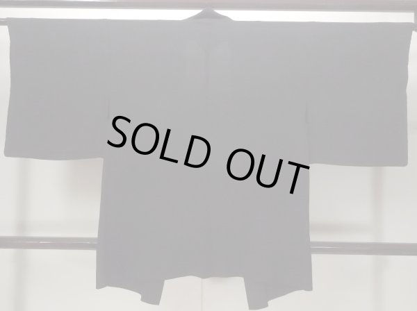 Photo2: N0906U Vintage Japanese women   Black HAORI short jacket / Silk.    (Grade B) (2)