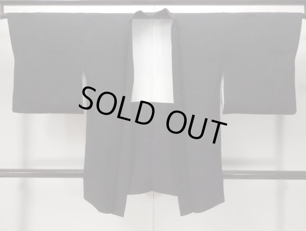 Photo1: Mint N0906Y Vintage Japanese women   Black HAORI short jacket / Silk.    (Grade A) (1)