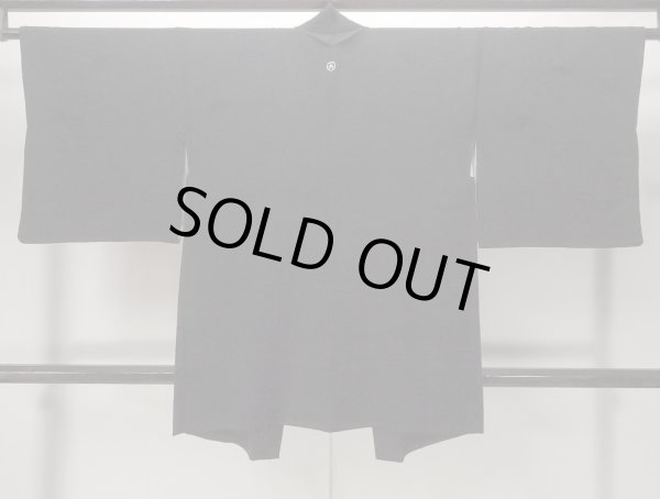 Photo2: Mint N0906Y Vintage Japanese women   Black HAORI short jacket / Silk.    (Grade A) (2)