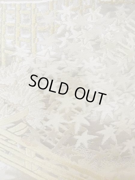 Photo9: Mint N0913B Vintage Japanese Kimono  Shiny White FUKURO OBI sash MOMIJI maple leaf Silk. (Grade A) (9)