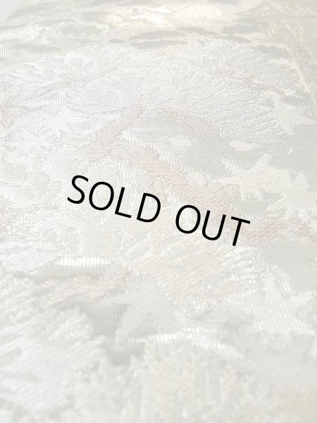 Photo12: Mint N0913B Vintage Japanese Kimono  Shiny White FUKURO OBI sash MOMIJI maple leaf Silk. (Grade A) (12)