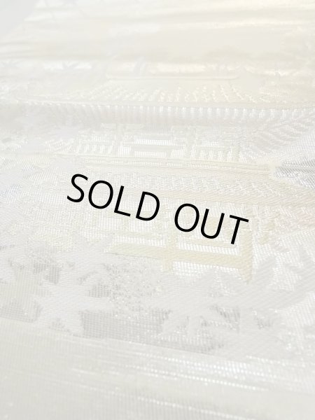 Photo13: Mint N0913B Vintage Japanese Kimono  Shiny White FUKURO OBI sash MOMIJI maple leaf Silk. (Grade A) (13)